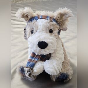 Cozy Canine Plush Toy with Checkered Scarf